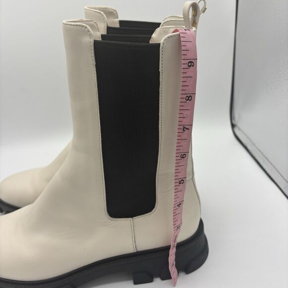 Michael Kors Asher Boot Women 10 Cream Leather No Box black winter white - Picture 10 of 10
